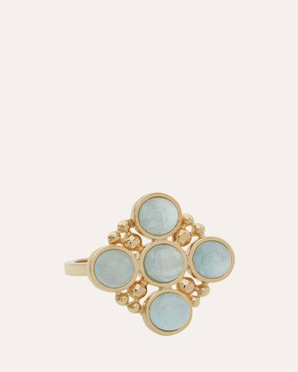 18k Gold Bubbles Aquamarine Ring
